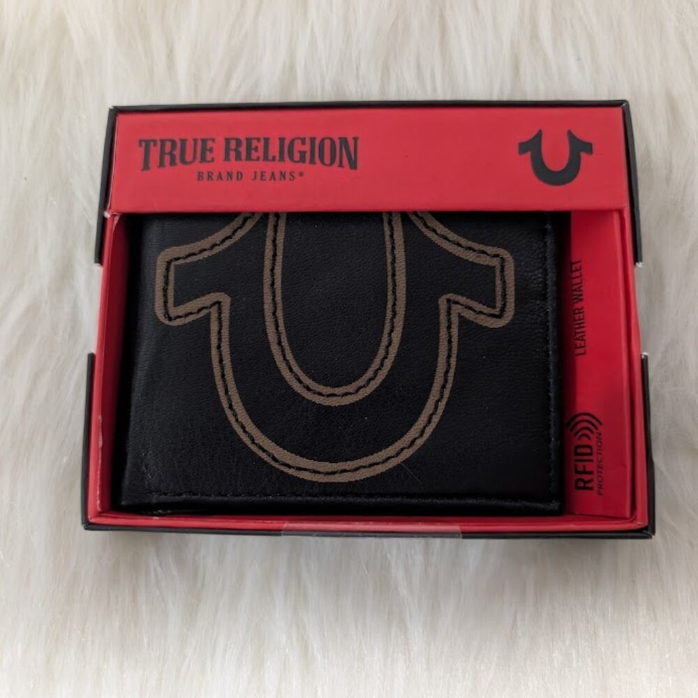 NWT Men's Black True Religion Leather Wallet
